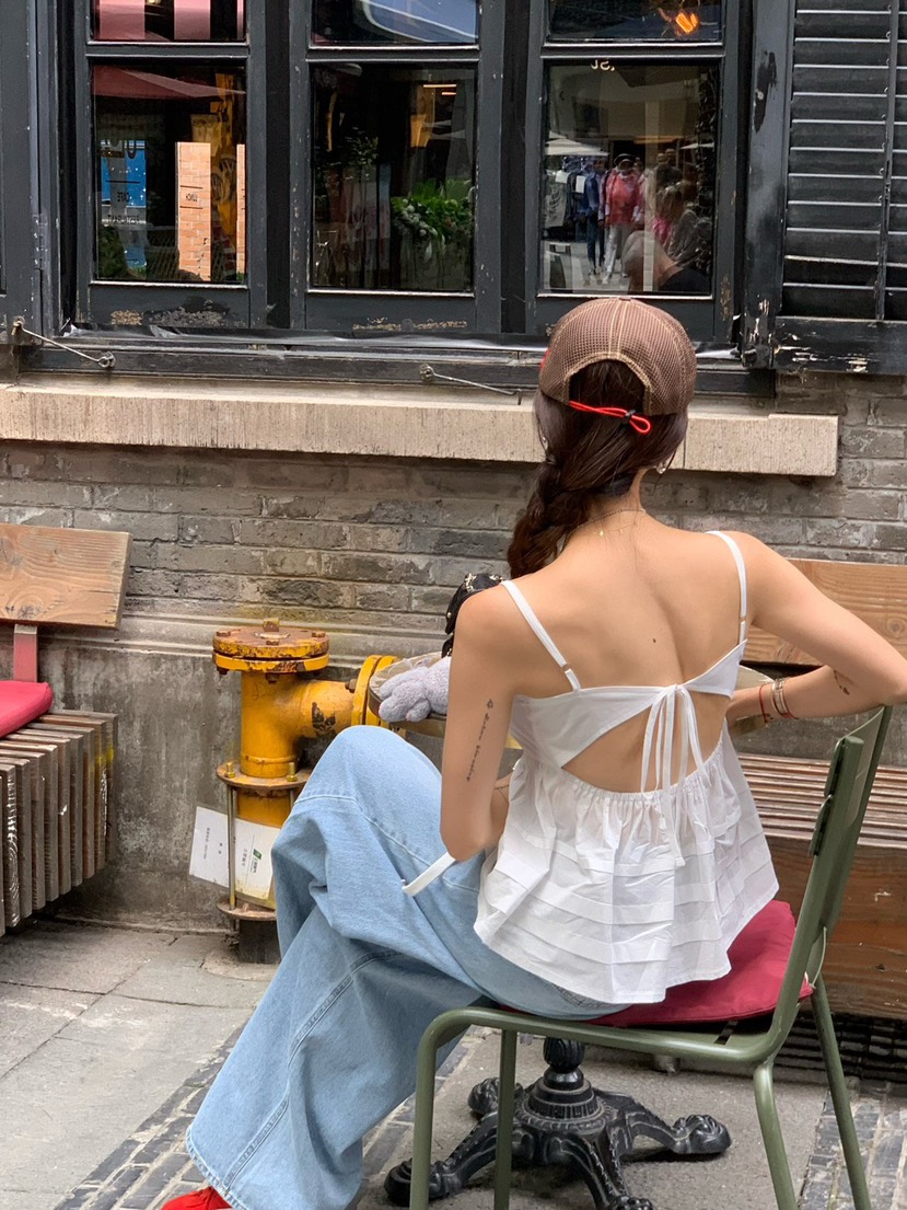 REVE CITE-L韓國代購㊣女裝新品休閑時尚熱賣吊帶背心寬松REVE CITE吊帶/背心