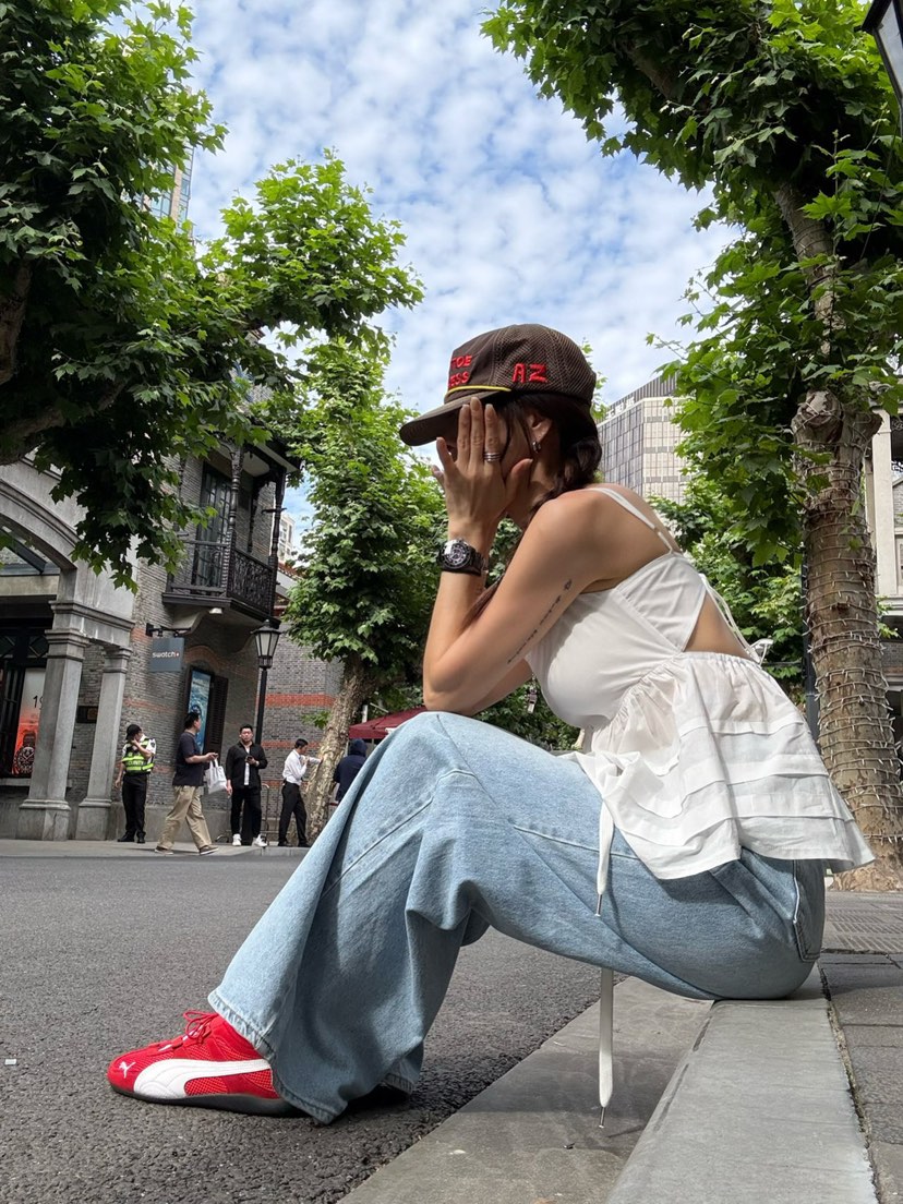 REVE CITE-L韓國代購㊣女裝新品休閑時尚熱賣吊帶背心寬松REVE CITE吊帶/背心