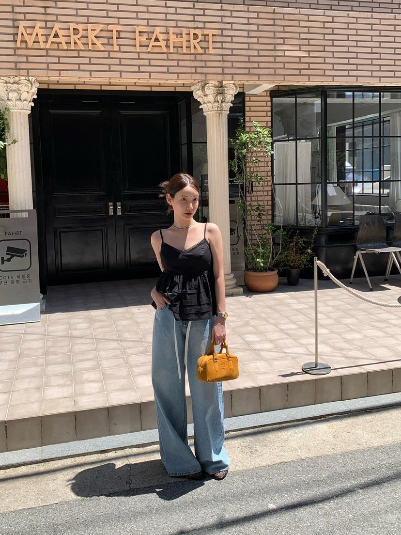 REVE CITE-L韓國代購㊣女裝新品休閑時尚熱賣吊帶背心寬松REVE CITE吊帶/背心