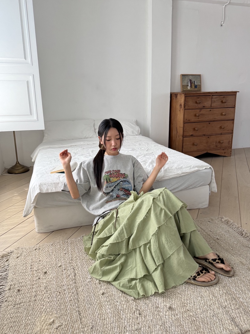 SUNDER MARKET東大門㊣代購女士新款職業時尚推薦長裙紗布SUNDER MARKET長裙