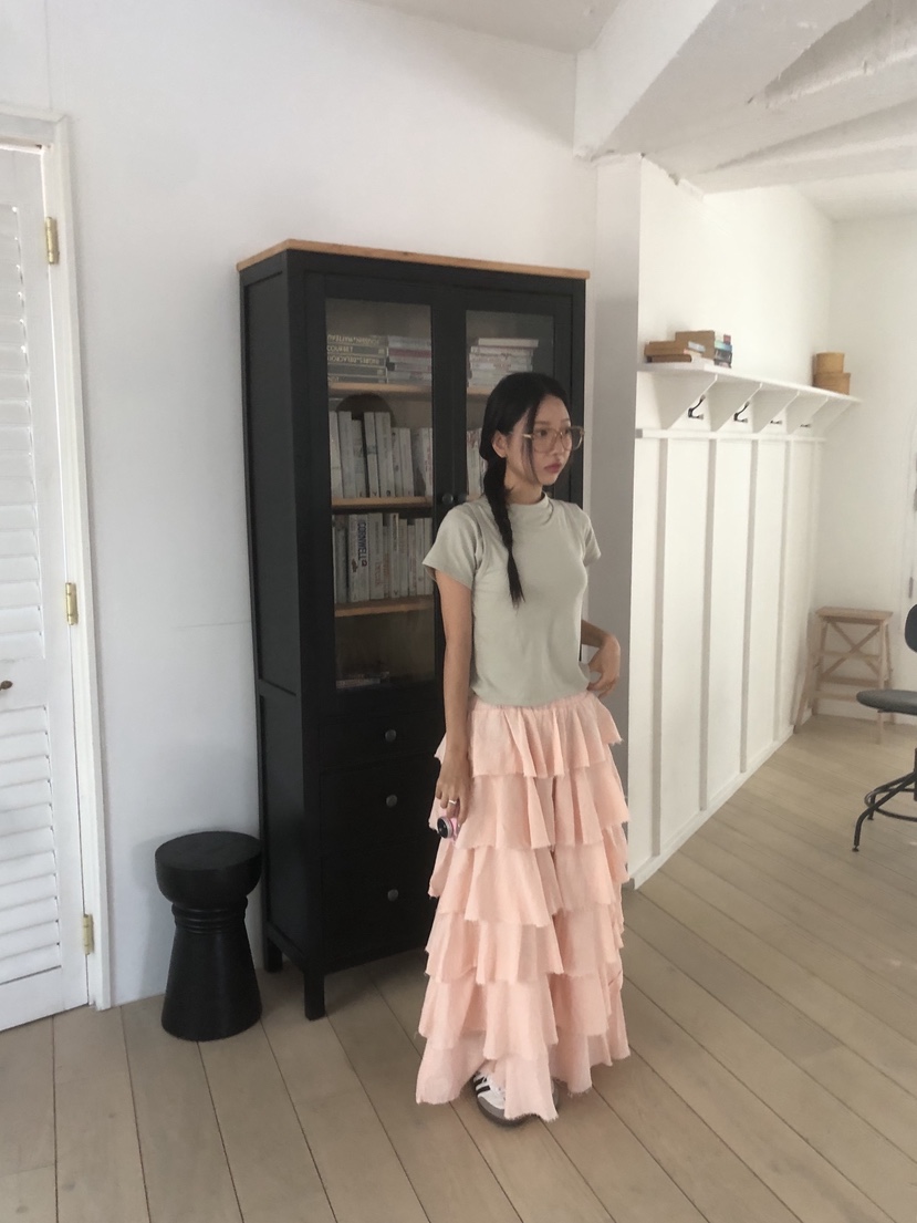 SUNDER MARKET東大門㊣代購女士新款職業時尚推薦長裙紗布SUNDER MARKET長裙