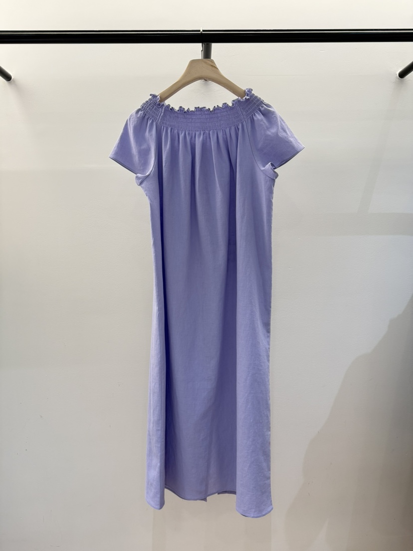 LA CREME東大門㊣代購女裝新品25春夏時尚真品連衣裙露肩亞麻LA CREME連衣裙