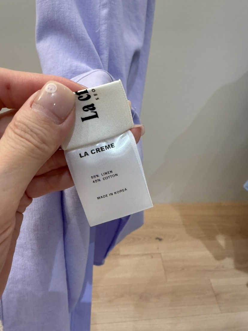 LA CREME東大門㊣代購女裝新品25春夏時尚真品連衣裙露肩亞麻LA CREME連衣裙