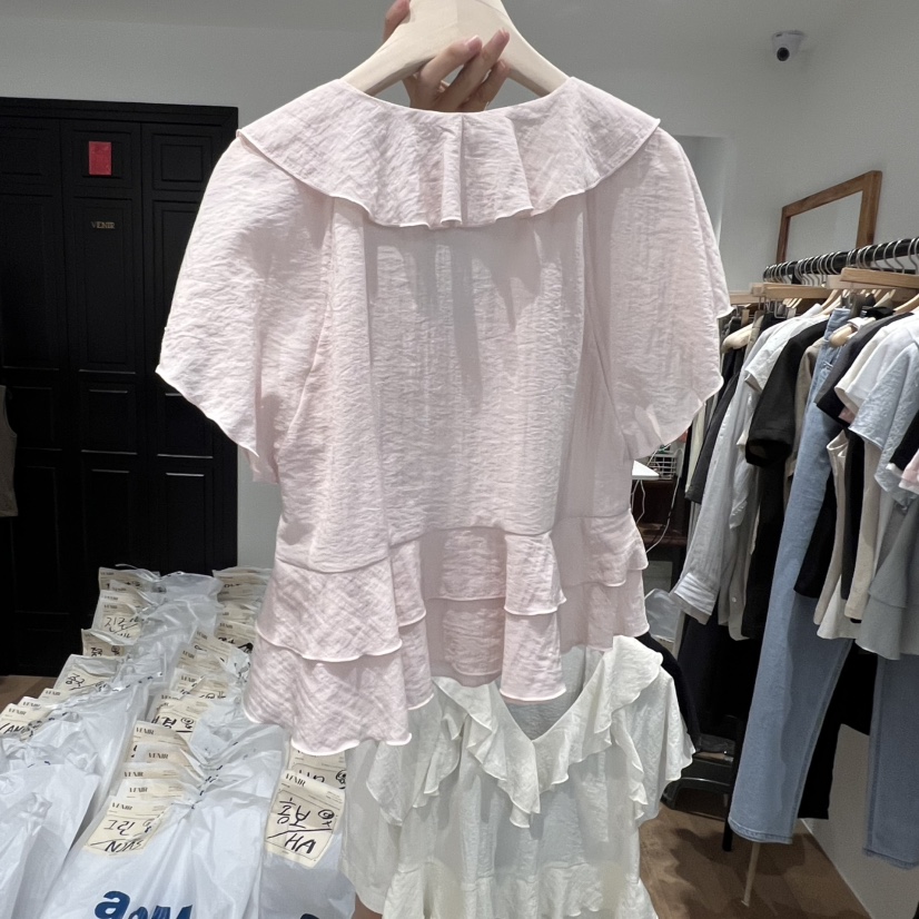 VENIR-a東大門㊣代購女裝新品時尚休閑人氣25春夏襯衫蕾絲衫VENIR-a襯衫/蕾絲衫
