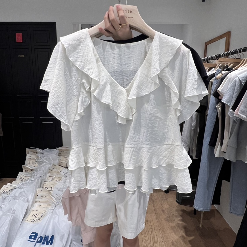 VENIR-a東大門㊣代購女裝新品時尚休閑人氣25春夏襯衫蕾絲衫VENIR-a襯衫/蕾絲衫圖色2