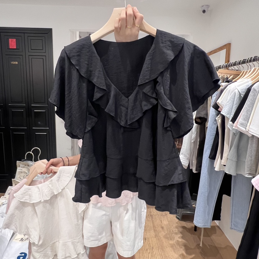 VENIR-a東大門㊣代購女裝新品時尚休閑人氣25春夏襯衫蕾絲衫VENIR-a襯衫/蕾絲衫圖色3