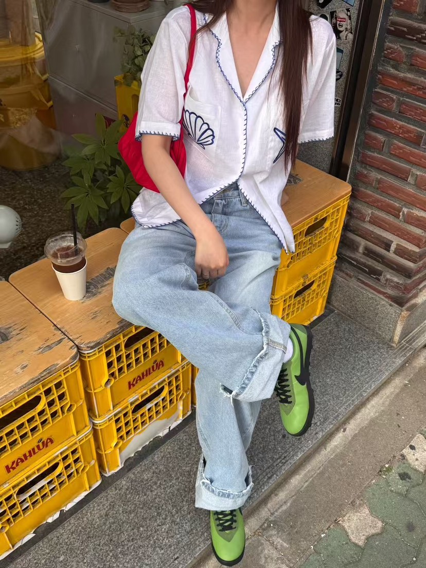 EGG IS東大門㊣實拍女士新款時尚職業真品人氣25春夏襯衫蕾絲衫EGG IS襯衫/蕾絲衫