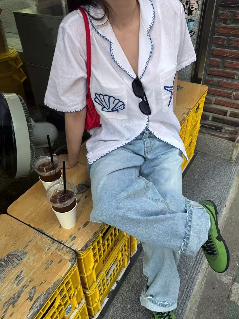 EGG IS東大門㊣實拍女士新款時尚職業真品人氣25春夏襯衫蕾絲衫EGG IS襯衫/蕾絲衫