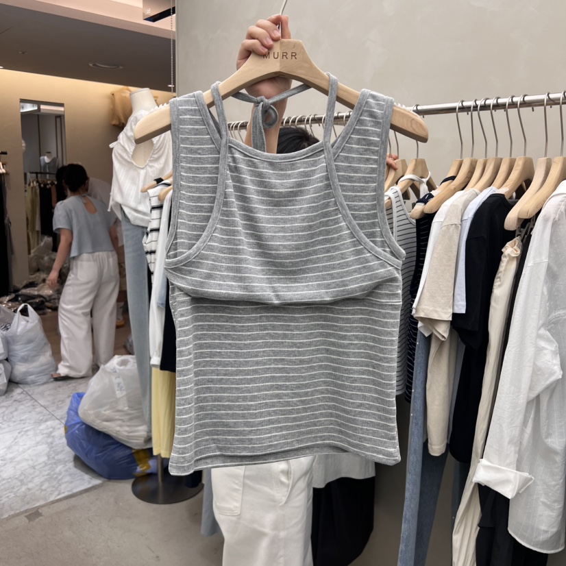 MURR東大門㊣代購女裝新品人氣推薦職業熱賣吊帶背心假兩件MURR吊帶/背心圖色2