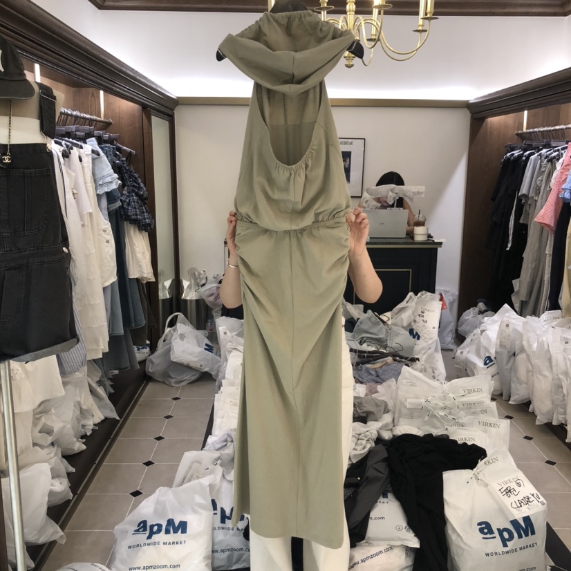 VIRKIN東大門㊣實拍女裝新款休閑推薦時尚熱賣職業連衣裙連帽VIRKIN連衣裙