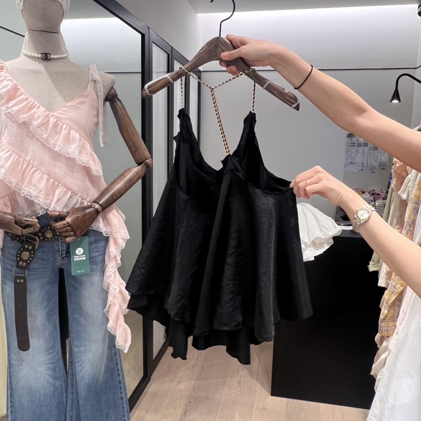 LOVE PULL韓國代購㊣女士新品25春夏時尚推薦休閑吊帶背心LOVE PULL吊帶/背心