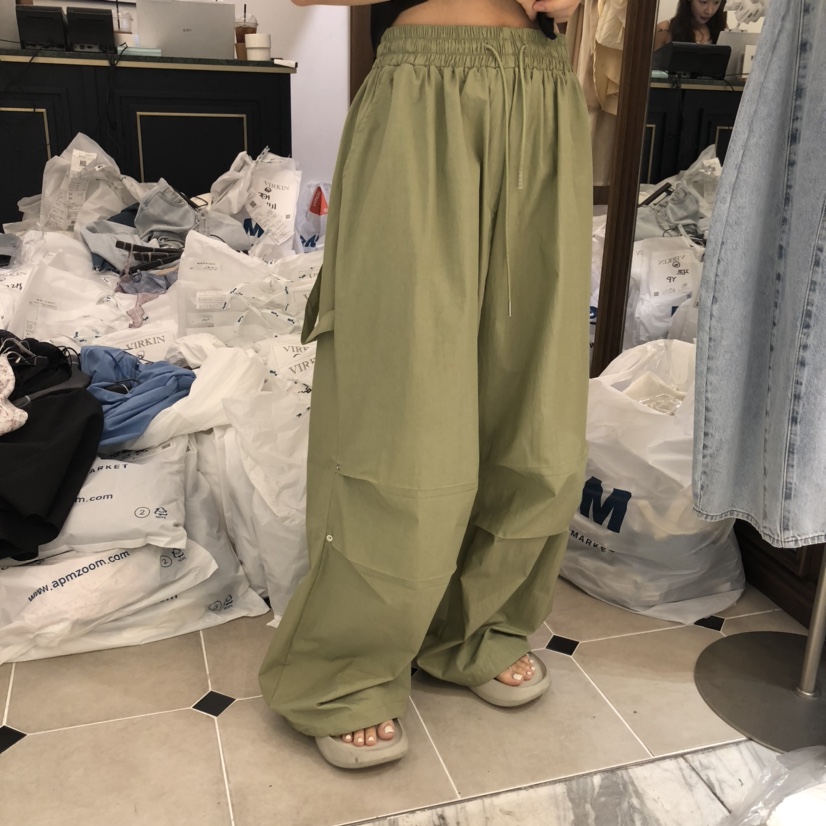 VIRKIN韓國代購㊣女裝新款25春夏熱賣人氣真品時尚休閑褲尼龍VIRKIN休閑褲圖色2