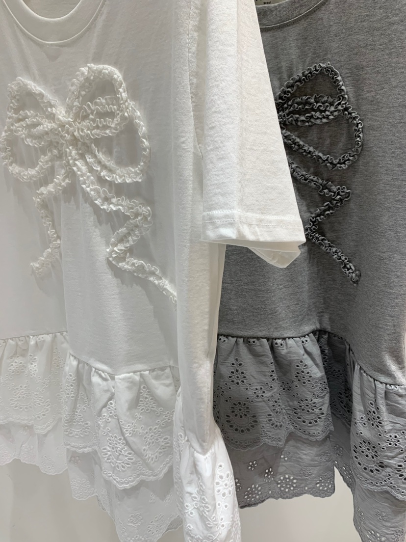 FABRIC韓國代購㊣女裝新款時尚休閑推薦人氣25春夏T恤刺繡蕾絲FABRICT恤