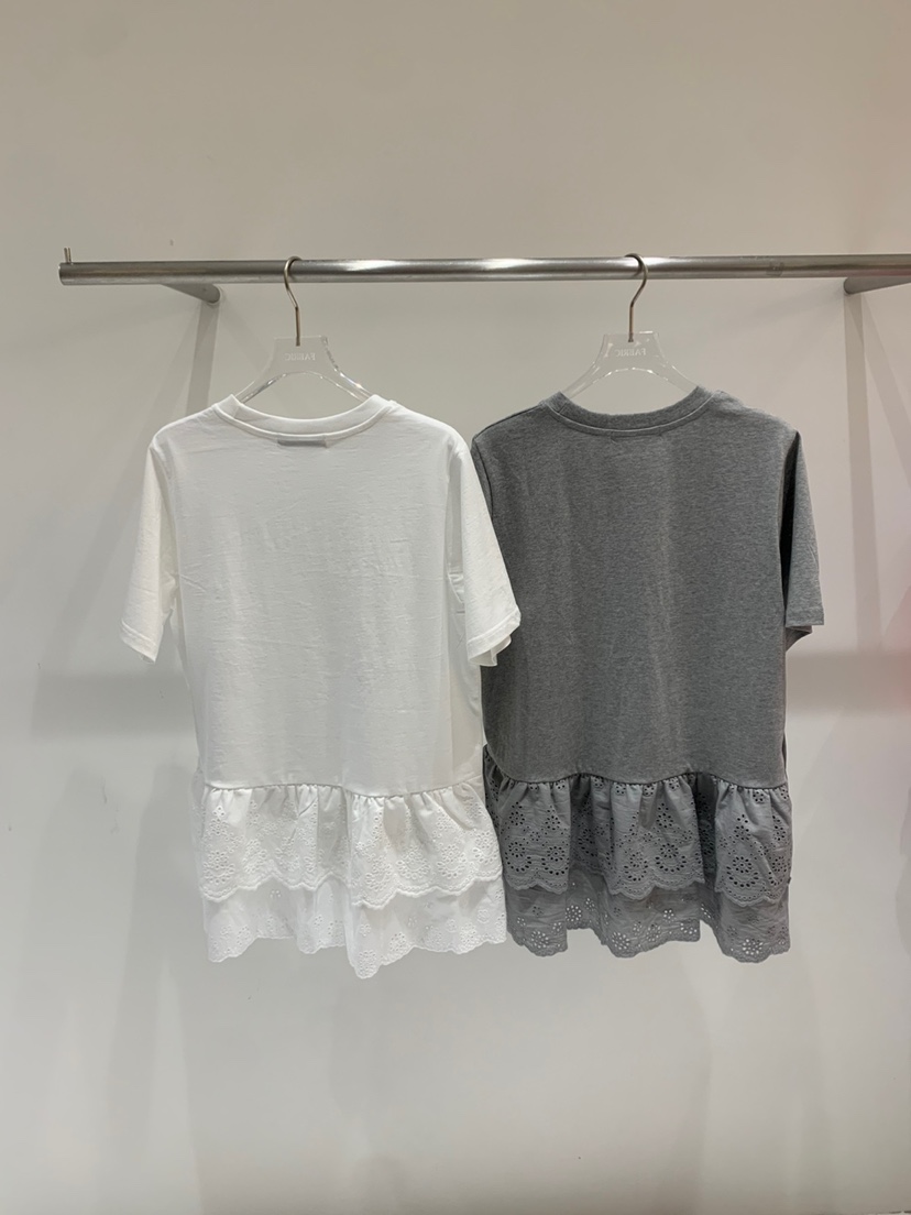 FABRIC韓國代購㊣女裝新款時尚休閑推薦人氣25春夏T恤刺繡蕾絲FABRICT恤
