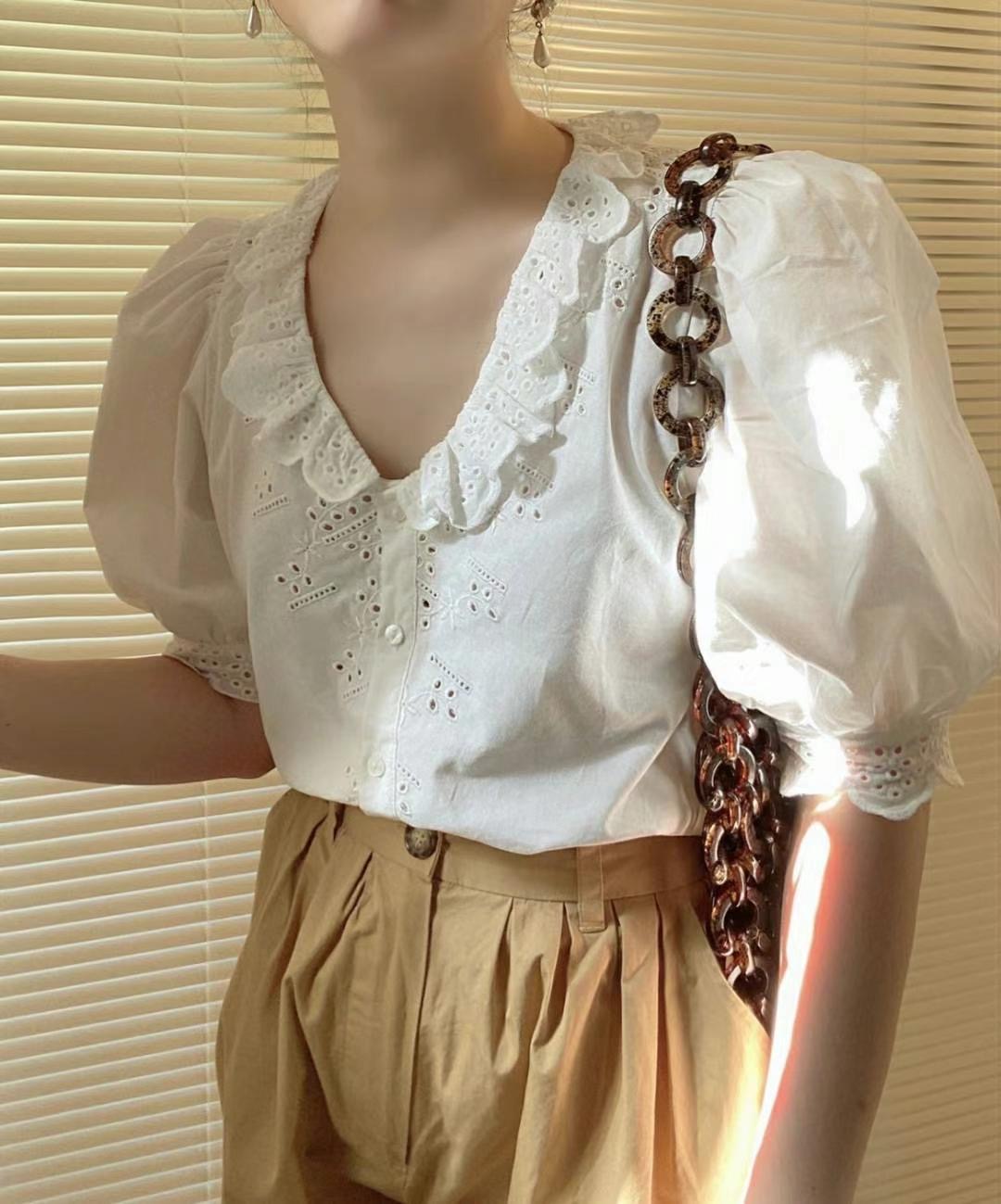WHITE東大門㊣代購女裝新款熱賣休閑真品職業時尚襯衫蕾絲衫WHITE襯衫/蕾絲衫