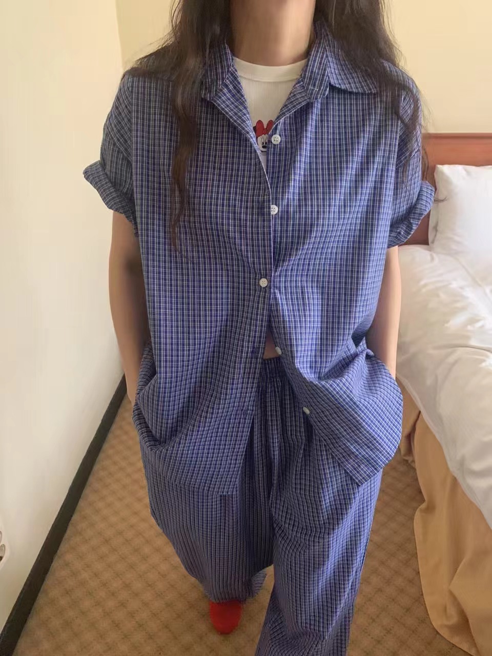 RAMIJ-라미제이-T東大門㊣直郵女裝新品時尚襯衫蕾絲衫格紋RAMIJ-라미제이-T襯衫/蕾絲衫