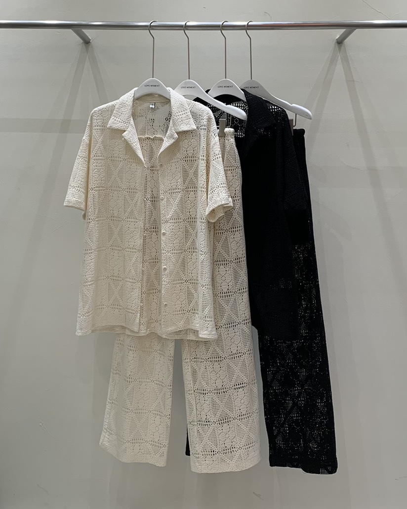 LOVE MOMENT東大門㊣直郵女裝新品時尚職業套裝鉤針編織套裝LOVE MOMENT套裝
