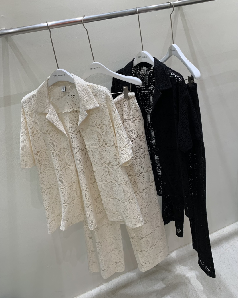 LOVE MOMENT東大門㊣直郵女裝新品時尚職業套裝鉤針編織套裝LOVE MOMENT套裝