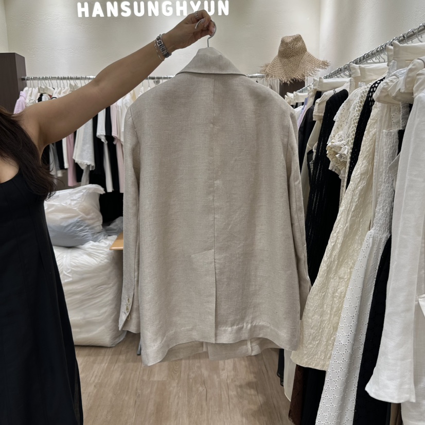 HANSUNGHYUN韓國代購㊣女士新款熱賣真品人氣休閑25春夏夾克亞麻HANSUNGHYUN夾克