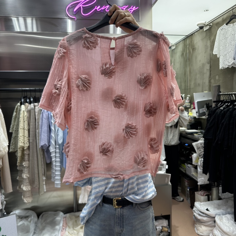 RUNWAY-런웨이東大門㊣實拍女士新款25春夏休閑襯衫蕾絲衫RUNWAY襯衫/蕾絲衫