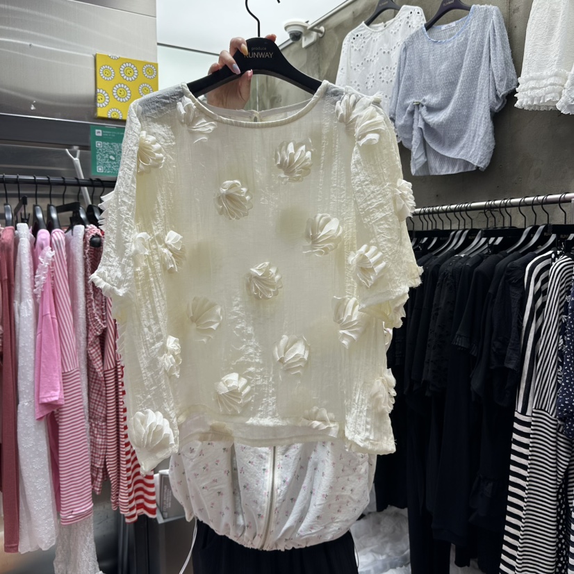 RUNWAY-런웨이東大門㊣實拍女士新款25春夏休閑襯衫蕾絲衫RUNWAY襯衫/蕾絲衫圖色2
