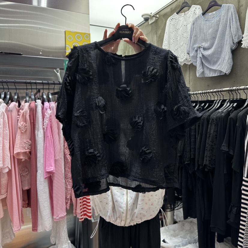 RUNWAY-런웨이東大門㊣實拍女士新款25春夏休閑襯衫蕾絲衫RUNWAY襯衫/蕾絲衫圖色4