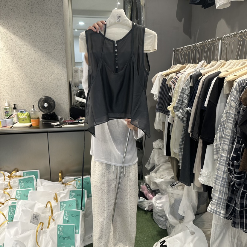 AMOEBA韓國代購㊣女士新款職業推薦熱賣人氣吊帶背心三件套AMOEBA吊帶/背心圖色2