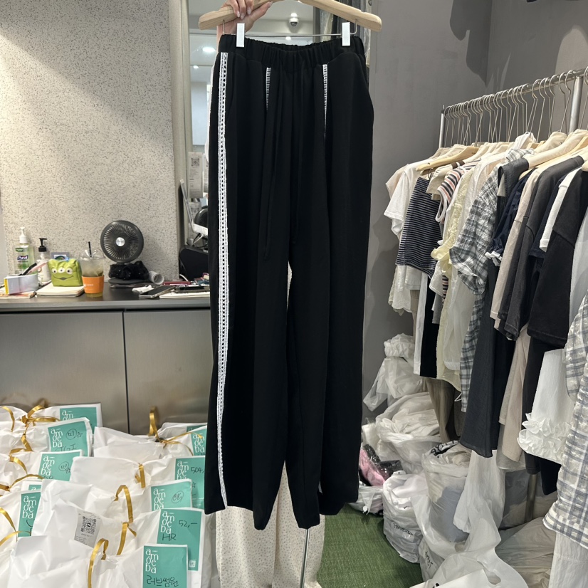AMOEBA東大門㊣直郵女士新品時尚人氣休閑職業休閑褲蕾絲亞麻AMOEBA休閑褲