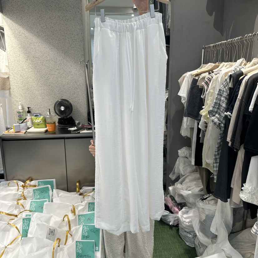 AMOEBA東大門㊣直郵女士新品時尚人氣休閑職業休閑褲蕾絲亞麻AMOEBA休閑褲圖色2