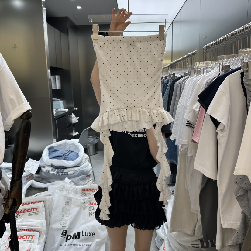 MADCITY韓國直郵㊣女士新品真品時尚熱賣25春夏吊帶背心荷葉邊MADCITY吊帶/背心