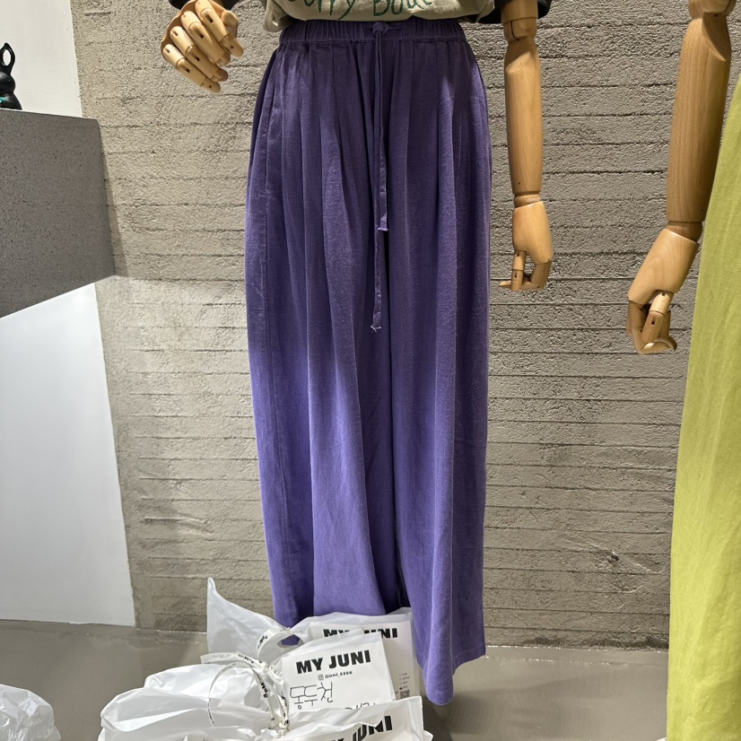 JUNI東大門㊣實拍女裝新品熱賣時尚25春夏職業休閑休閑褲亞麻my juni休閑褲圖色3