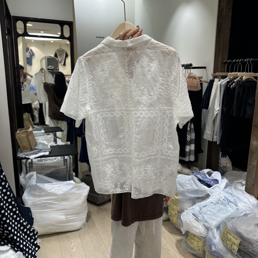 THEMORYPARK韓國代購㊣女士新品人氣職業熱賣25春夏襯衫蕾絲衫THE MORY PARK襯衫/蕾絲衫