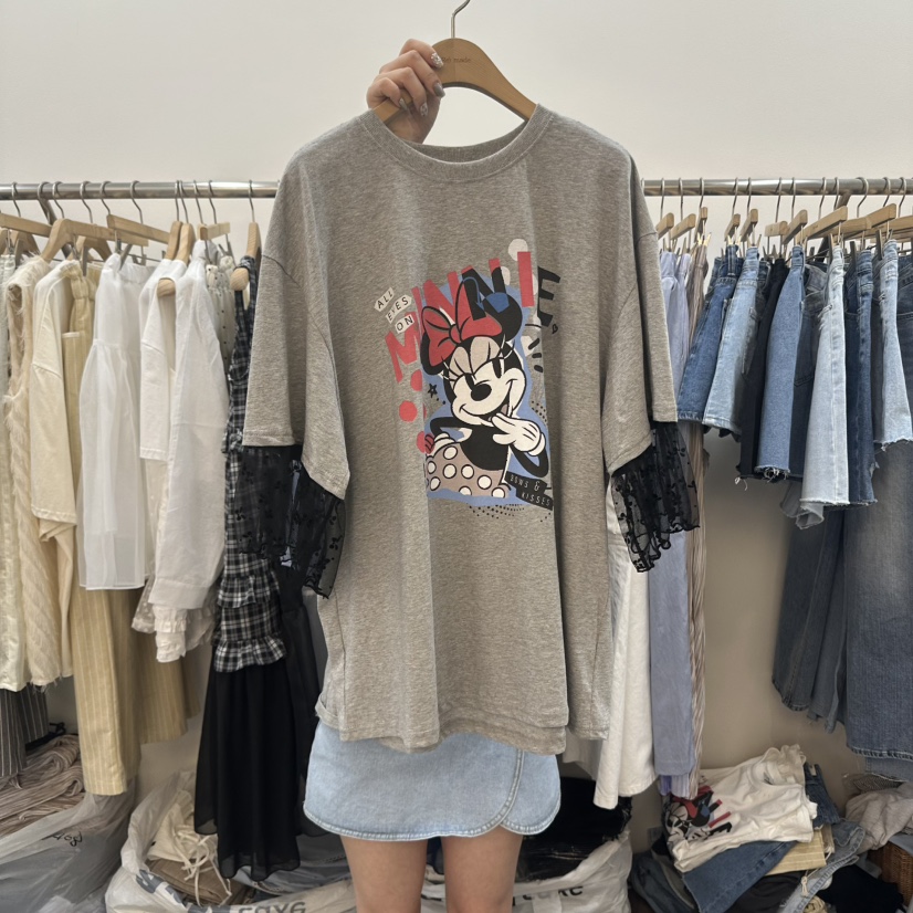DELIGHT-L韓國直郵㊣女士新品25春夏休閑人氣職業T恤蝴蝶結DELIGHTT恤圖色3
