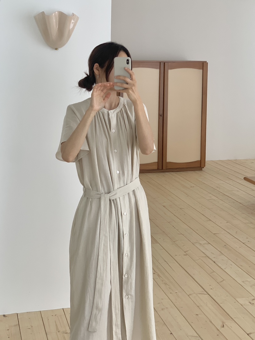 A P-STUDIO韓國代購㊣女裝新品25春夏職業推薦連衣裙含腰帶A P-STUDIO連衣裙