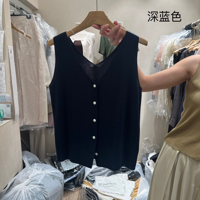 2ND GATE韓國代購㊣女士新品推薦人氣職業真品休閑馬甲雙V領2ND GATE馬甲圖色2