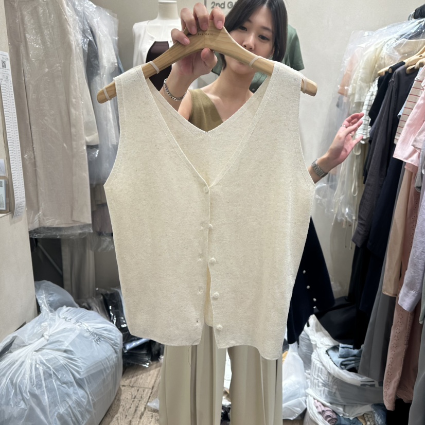 2ND GATE韓國代購㊣女士新品推薦人氣職業真品休閑馬甲雙V領2ND GATE馬甲圖色3