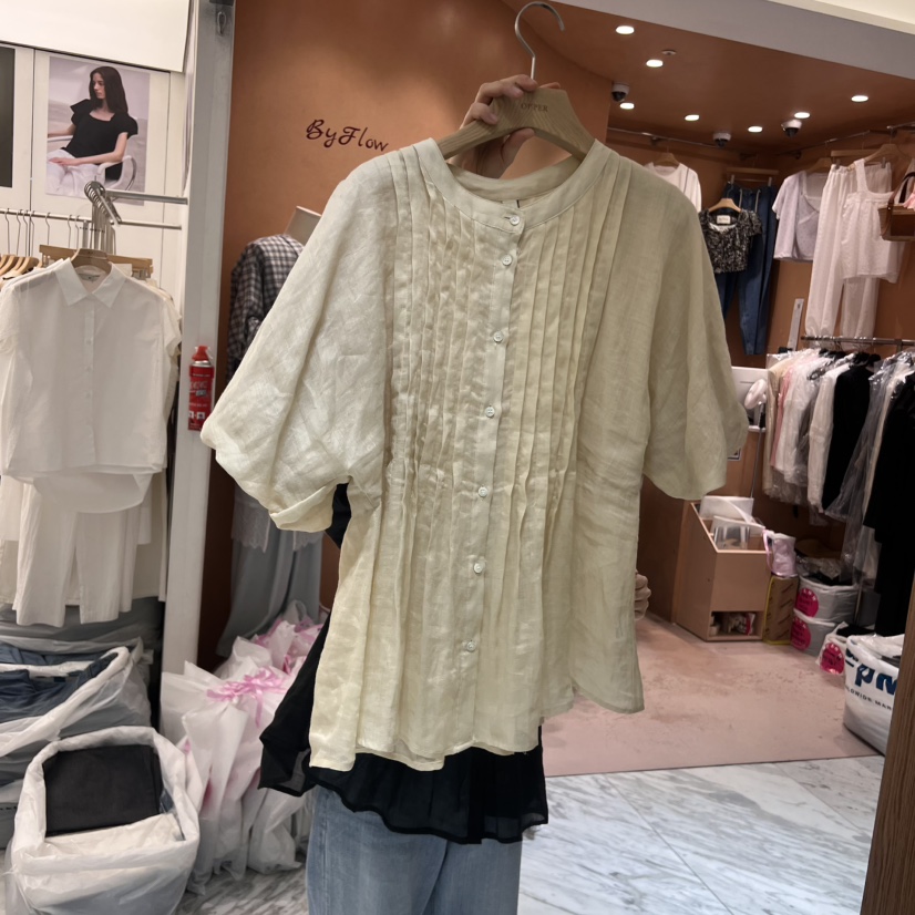 OP PER東大門㊣實拍女裝新款25春夏真品職業時尚襯衫蕾絲衫OPPER-simplebeige襯衫/蕾絲衫圖色2