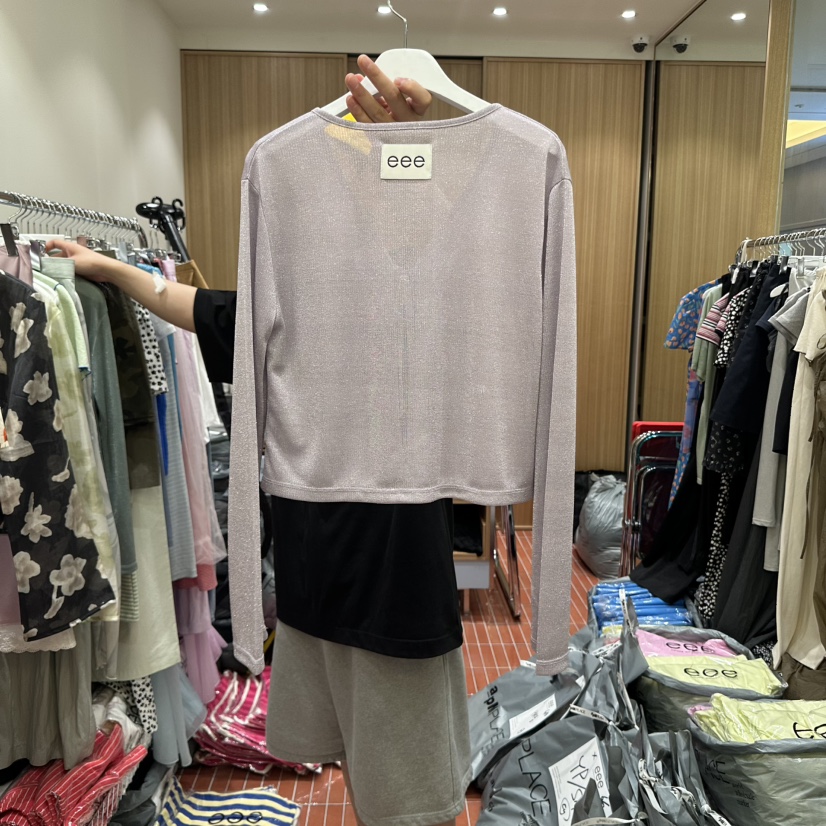 E/E/E東大門㊣實拍女士新品25春夏真品推薦熱賣時尚針織衫E/E/E針織衫