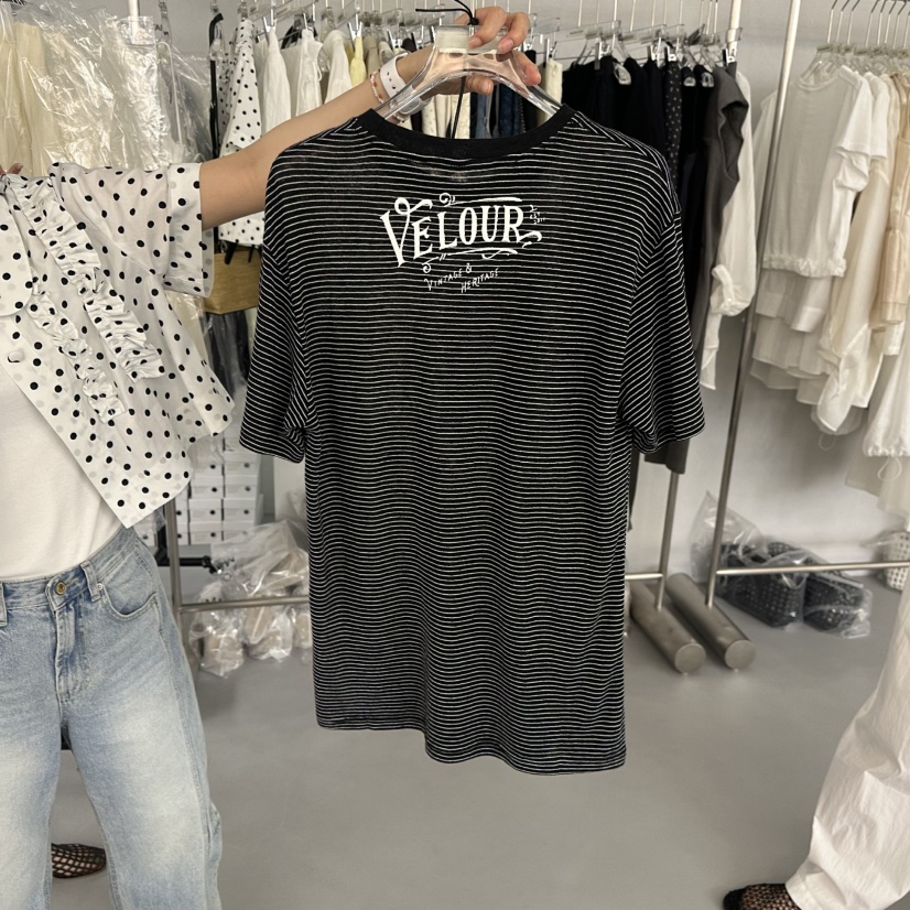 DOUBLE STANDARD/LE SMOKING/MAISONSTAFF韓國直郵㊣女裝新款熱賣T恤絲絨MAISONSTAFFT恤