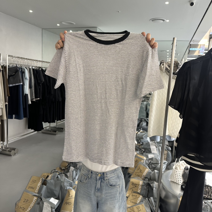 DOUBLE STANDARD/LE SMOKING/MAISONSTAFF韓國直郵㊣女裝新款熱賣T恤絲絨MAISONSTAFFT恤