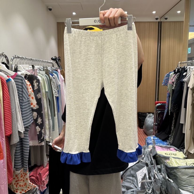 E/E/E韓國直郵㊣女裝新品休閑真品打底褲鯊魚褲荷葉邊緊身褲E/E/E打底褲/鯊魚褲
