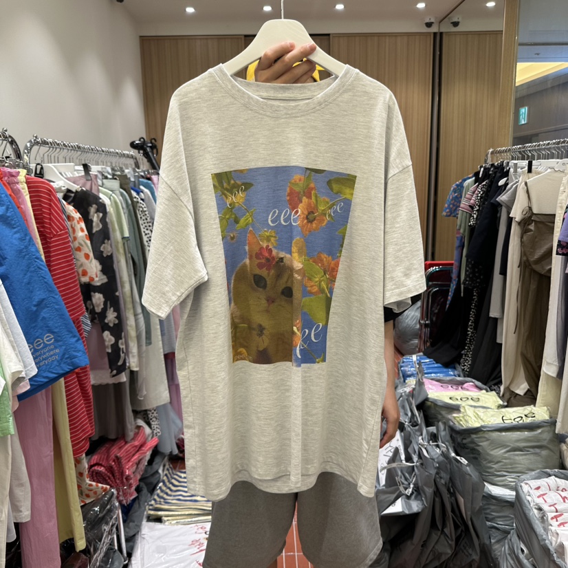 E/E/E韓國代購㊣女裝新款人氣真品職業休閑25春夏時尚T恤E/E/ET恤圖色2