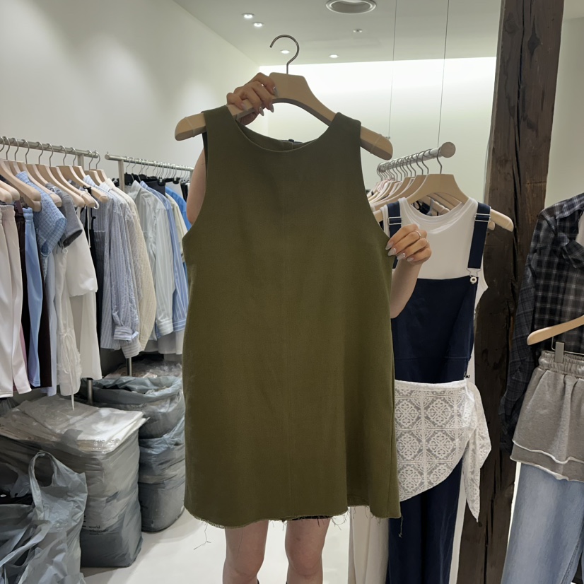 AVECNOUS韓國代購㊣女裝新品職業25春夏時尚推薦連衣裙亞麻AVECNOUS連衣裙圖色2