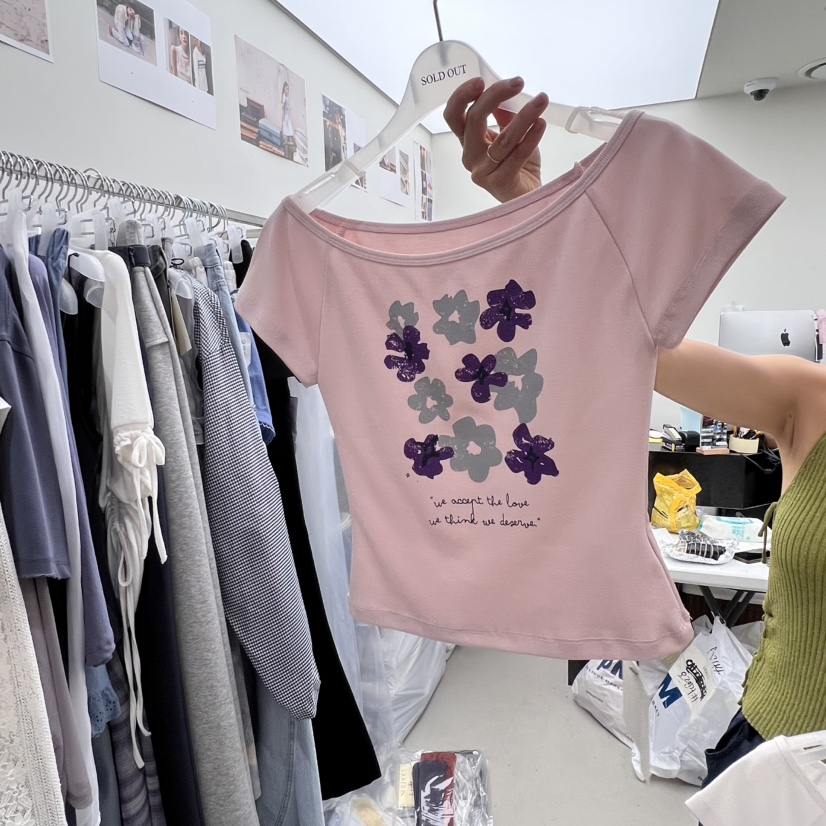 SOLD OUT韓國代購㊣女士新品職業25春夏休閑時尚熱賣人氣T恤SOLD OUTT恤