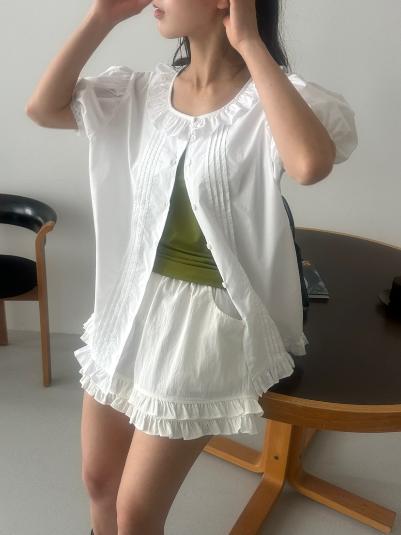 MURS東大門㊣實拍女士新品25春夏推薦熱賣襯衫蕾絲衫泡泡袖MURS襯衫/蕾絲衫