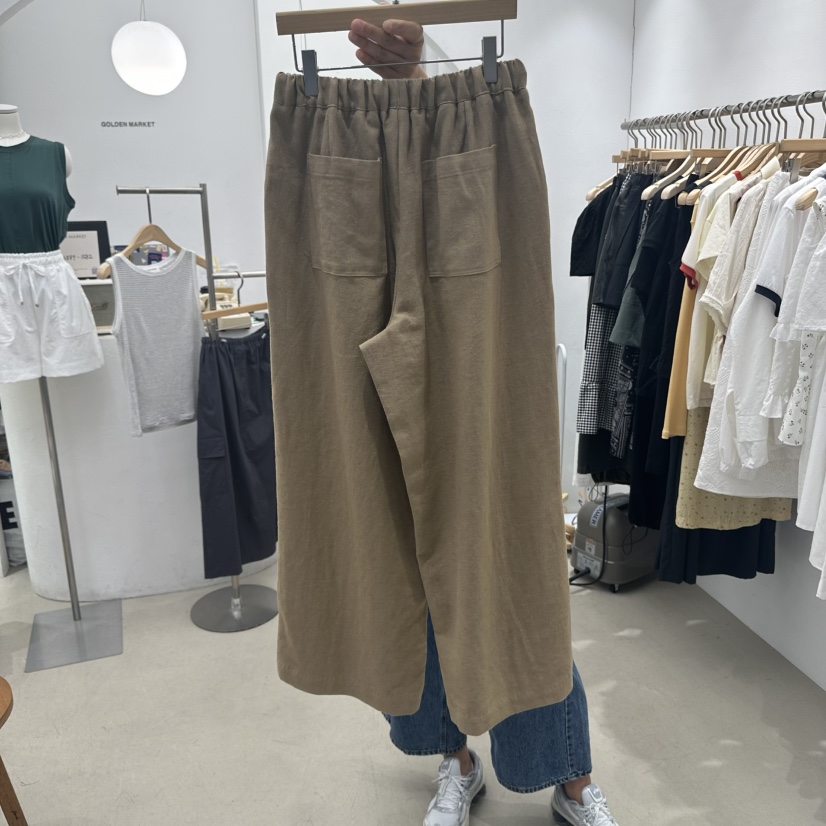 GOLDEN MARKET東大門㊣直郵女士新品人氣25春夏休閑褲口袋亞麻GOLDEN MARKET休閑褲
