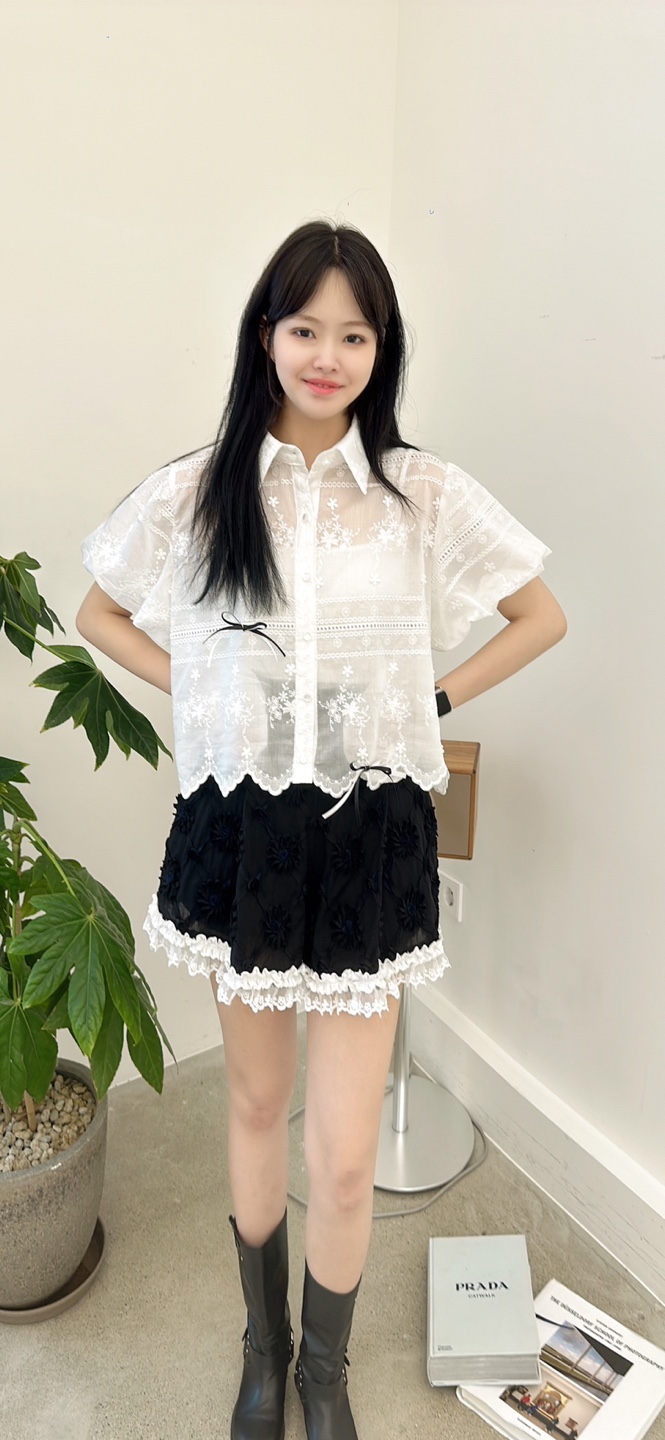 YARD東大門㊣代購女士新款推薦職業休閑真品襯衫蕾絲衫刺繡YARD襯衫/蕾絲衫