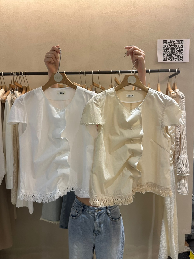 ERIA東大門㊣代購女裝新品推薦熱賣休閑人氣時尚襯衫蕾絲衫ERIA/HUE襯衫/蕾絲衫