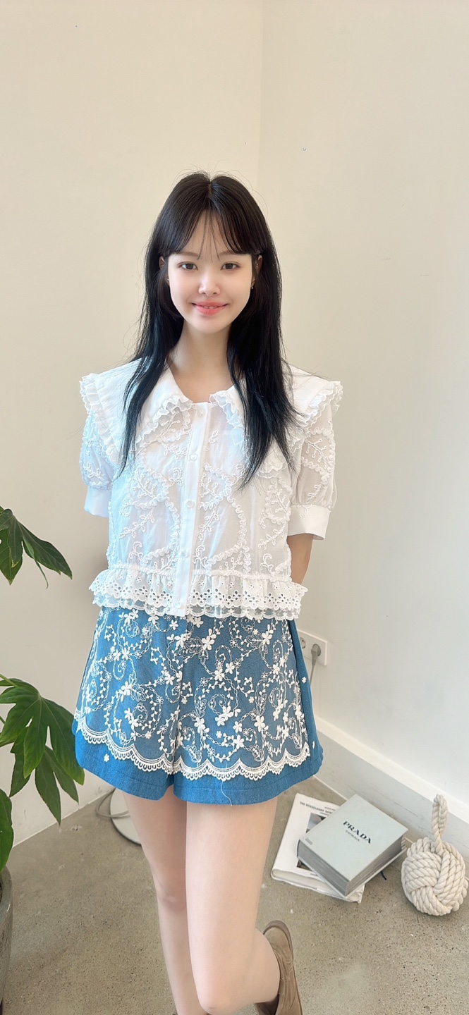 YARD東大門㊣代購女士新款推薦熱賣休閑人氣襯衫蕾絲衫刺繡YARD襯衫/蕾絲衫