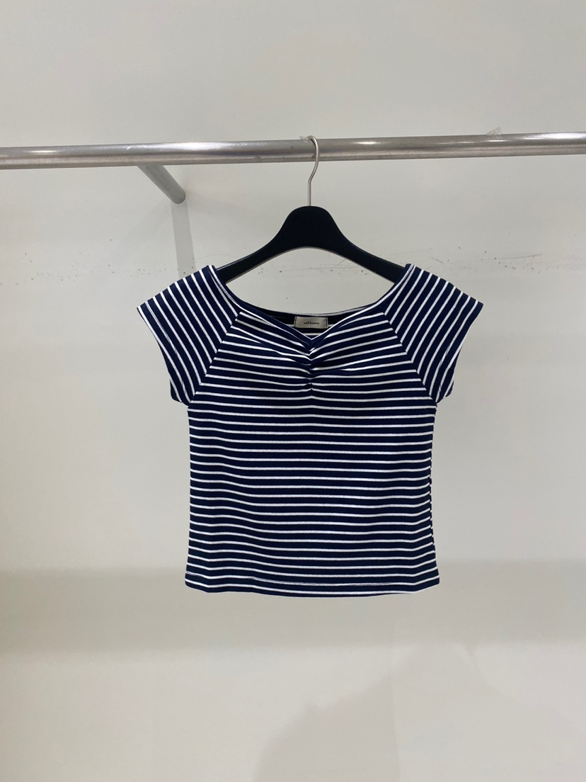 WELL KNOWN東大門㊣代購女裝新品熱賣25春夏推薦T恤修身褶皺WELL KNOWNT恤圖色3